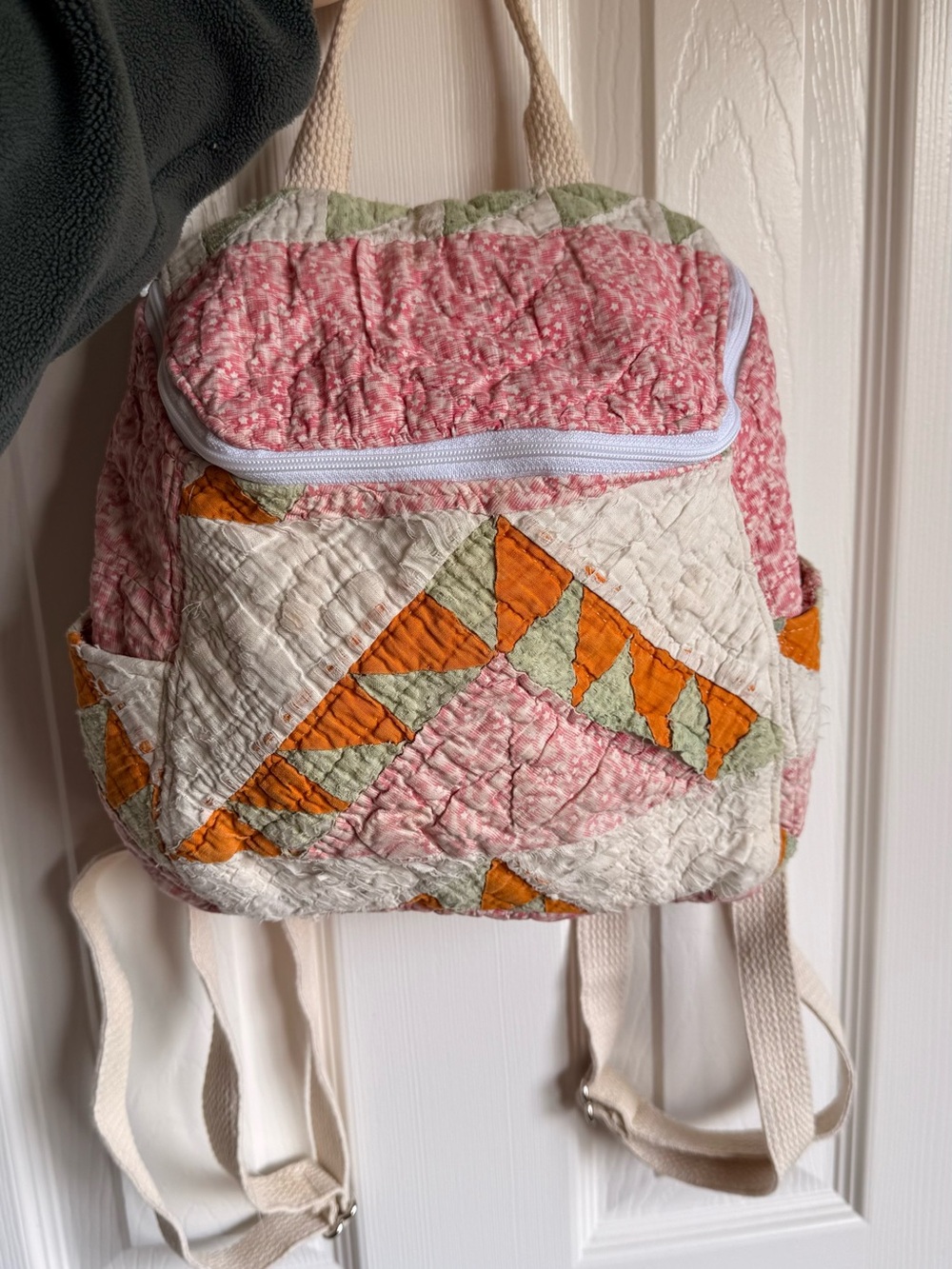 Quilted Patchwork Pink and Orange Backpack - Handmade